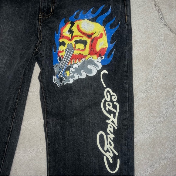 Vintage Painted Ed Hardy Jeans - Picture 2 of 5